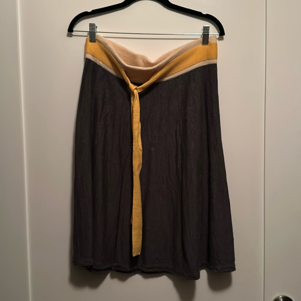 Vintage 100% wool anthropology skirt, yellow, and gray